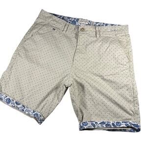 denim and flower Ricky Singh tan with blue polka dots waist size 34